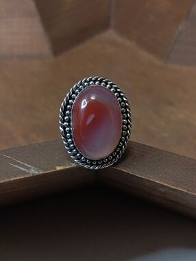 Oval Solar Agate Statement Ring - Red